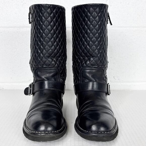CHANEL Black Quilted Combat Boots - Picture 3 of 15